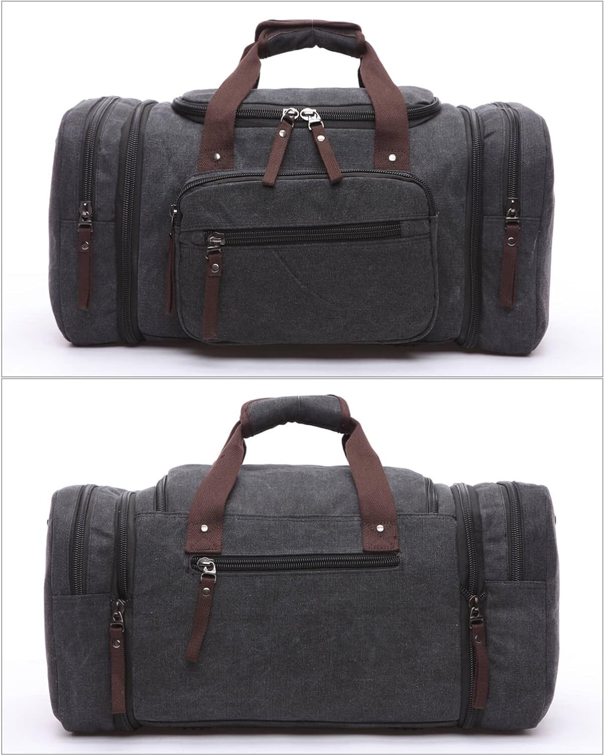 Duffle Bag for Travel, Large Canvas Duffel Bag for Travelling Overnight Weekender Bag Carry On Bag for Men Women Black