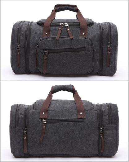 Duffle Bag for Travel, Large Canvas Duffel Bag for Travelling Overnight Weekender Bag Carry On Bag for Men Women Black