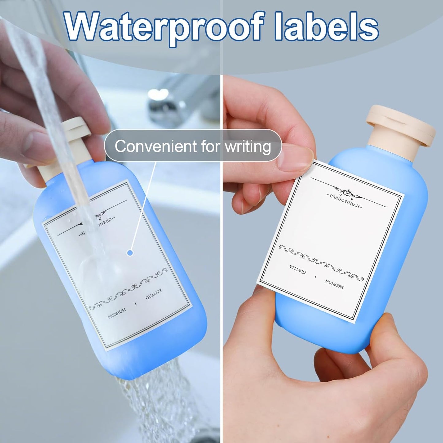 ASEVAT 6.7oz Sealed Plastic Travel Shampoo Bottles, Empty Travel Shampoo and Conditioner Bottles Refillable, Travel Size Shampoo Bottle, Hand Soap Dispenser for Vacation, Gym, Home(Skyblue)