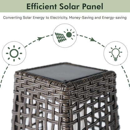 Grand patio Solar Outdoor Floor Lamp Water-Resistant Wicker Deck Lantern Light for Garden or Porch-Large Fuji, Dark Brown