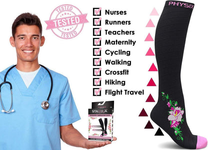 Physix Gear Compression Socks 20-30 mmHg - Men & Women - Running, Nurses, Shin Splints, Flight, Travel