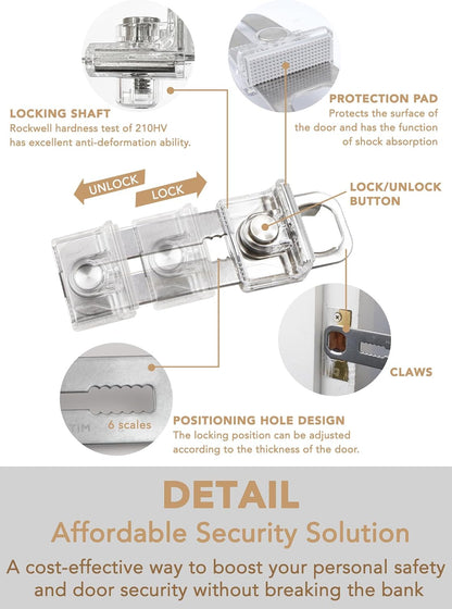 Greatim Portable Door Lock for Travel Hotel Safety, Stainless Steel Security Lock, Compact Safety Lock for Room Door, Universal Portable Travel Door Lock for Room Security