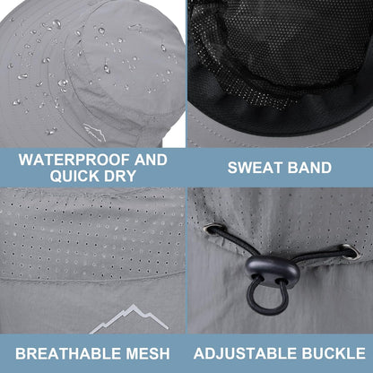 Sun Hat for Men Women with Neck Flap,UPF 50+ UV Protective Hiking Fishing Hats,Wide Brim Sun Hat for Women&Men