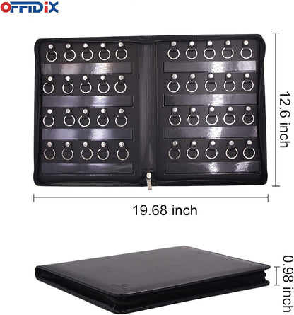 OFFIDIX Large Zippered Key Case,Leather Portable Key Cabinet, 40 Key Hooks Key Organizer,Manager & Landlord Key Holder,Suitable for Real Estate Sales,Hotel Executives, Car Service