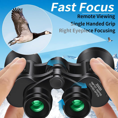 PISEZ 20X50 Binoculars for Adults High Powered with Low Light Vision，Compact Large View Waterproof Binoculars for Bird Watching Hunting Concert Traveling Theater Opera Sightseeing