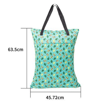 ALVABABY 2 Pack Large Wet Dry Bag Waterproof Hanging Cloth Diaper with Double Zippered Pockets 25x18 inches (Avocados and starfish)