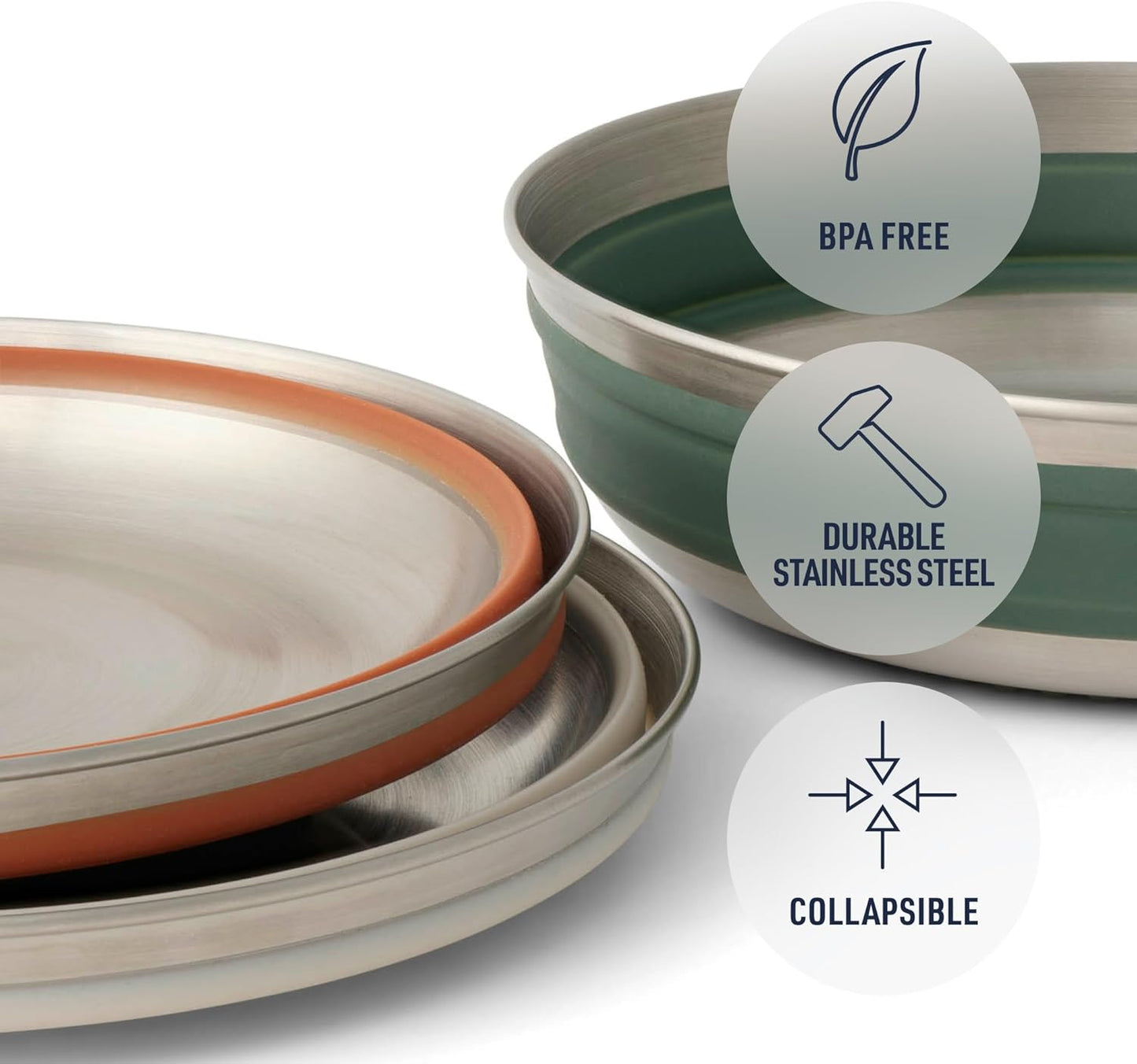 Sea to Summit Detour Stainless Steel Collapsible Bowl, Large (31 fl oz), Bombay Brown