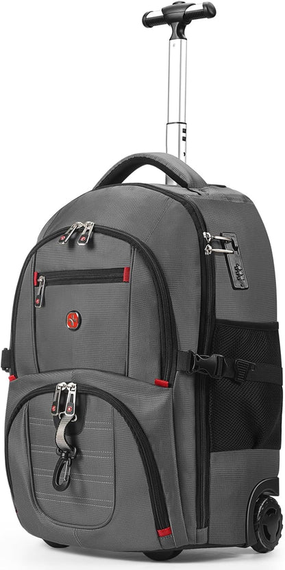 star cloud 21x14x9 Rolling Backpack with Wheels - Water-Resistant, 17.3" Laptop Compartment, Ideal Carry-On for Overnight Travel, College, Work - Wheeled Business Backpack for Adults