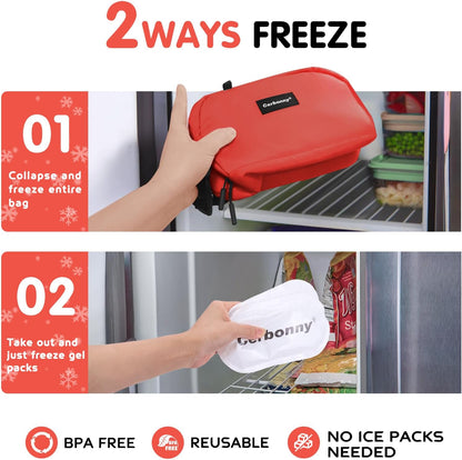 Cerbonny Small Cooler Bag Freezable Lunch Bag for Work School Travel, Leak-proof, Insulated, Suitable for 3+