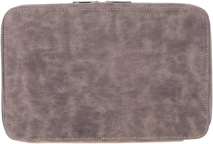 Medicine Handmade Leather Cable Organizer Bag – Full-Grain Leather Travel Tech Case for Cords, Chargers & Accessories – Zippered Storage for Men & Women (Gray)