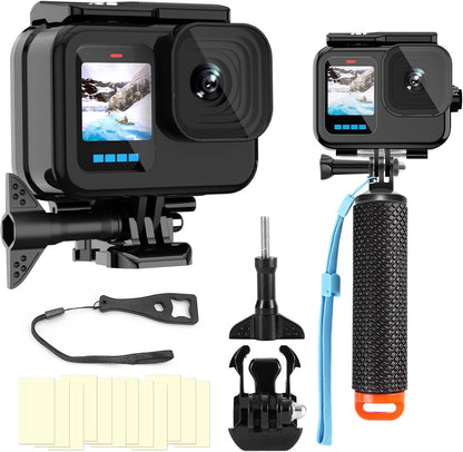 Compatible for Go Pro Hero 13 12 11 10 9 Black Waterproof Housing Case 60M/196FT Protective Underwater Diving Case Shell with Cameras Handle Mount Accessories Kit