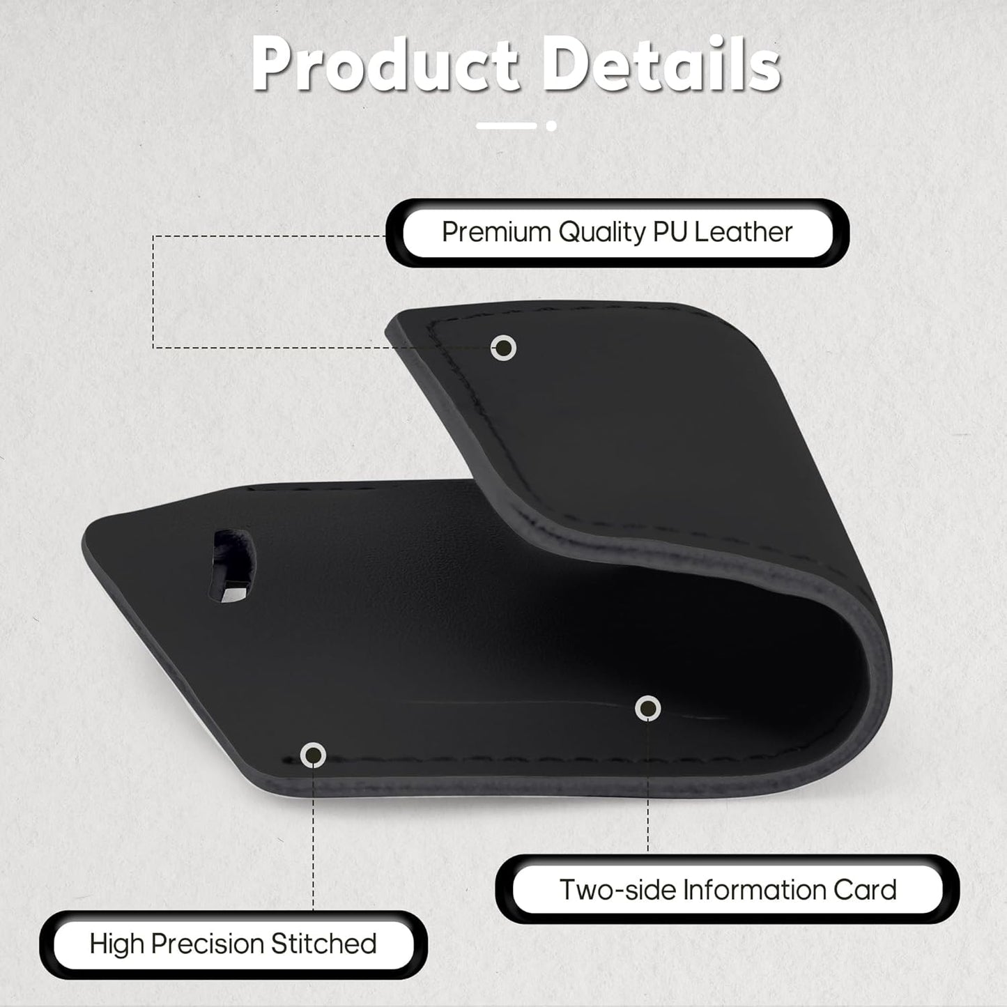 Travelambo Luggage Tags for Suitcases Faux Leather Privacy Protection 20 Pack Bag Tags Travel Accessories Essential, Black