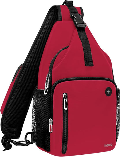 MOSISO Sling Backpack Bag, Crossbody Shoulder Bag Travel Hiking Daypack Chest Bag with Front Square Pocket&USB Charging Port