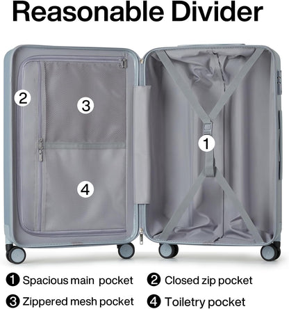 Hanke 29 Inch Luggage Suitcases With Spinner Wheels Lightweight PC hardside Rolling Suitcase With Travel Lock, Checked-Large 29-Inch(Gray)