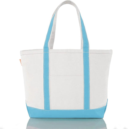 CB STATION Medium Classic Canvas Tote Bag for Women, Top Zipper Closure, Outer Pocket, Daily Essentials, Groceries, Traveling