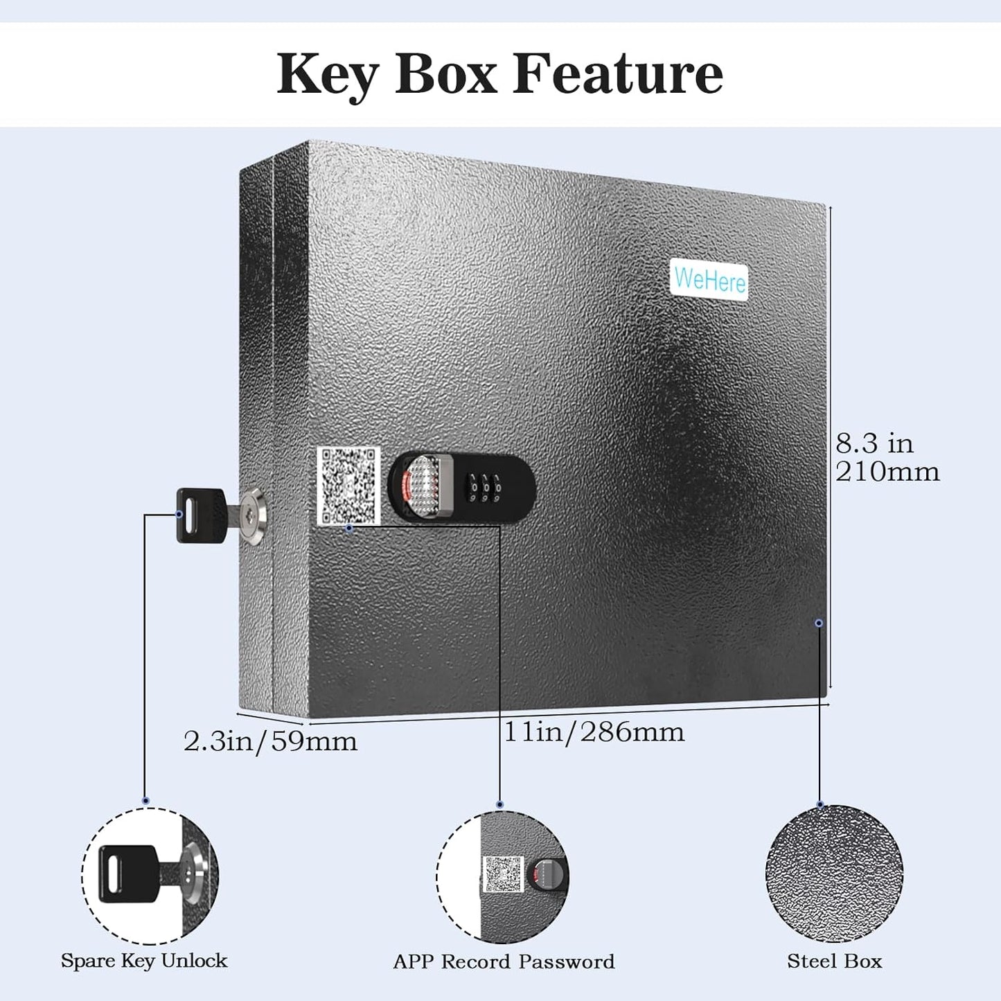 WeHere Key Lock Box, Wall Mount Key Cabinet With 16 Key Tags & Combination Lock - Mini ERP - Great for Valets, Hotels and House Keeps