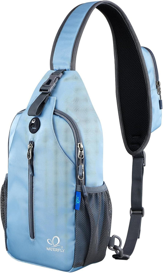 WATERFLY Sports Crossbody Sling Backpack Sling Bag Chest Bag Daypack for Cycling Hiking Running Men Women