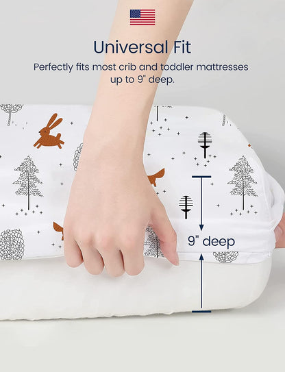 TotAha Premium Stretchy Crib Sheets (2-Pack)-Hypoallergenic, Silky Comfort, Buttery Soft, Calming Effect, All-Season Jersey-Knit Sheets, 9'' Extra Deep Pocket (Colorful Flora & Blue Flowers)