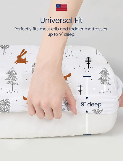 TotAha Premium Stretchy Crib Sheets (2-Pack)-Hypoallergenic, Silky Comfort, Buttery Soft, Calming Effect, All-Season Jersey-Knit Sheets, 28 X 52 X 9'' (Blue Flower & Small Floral)
