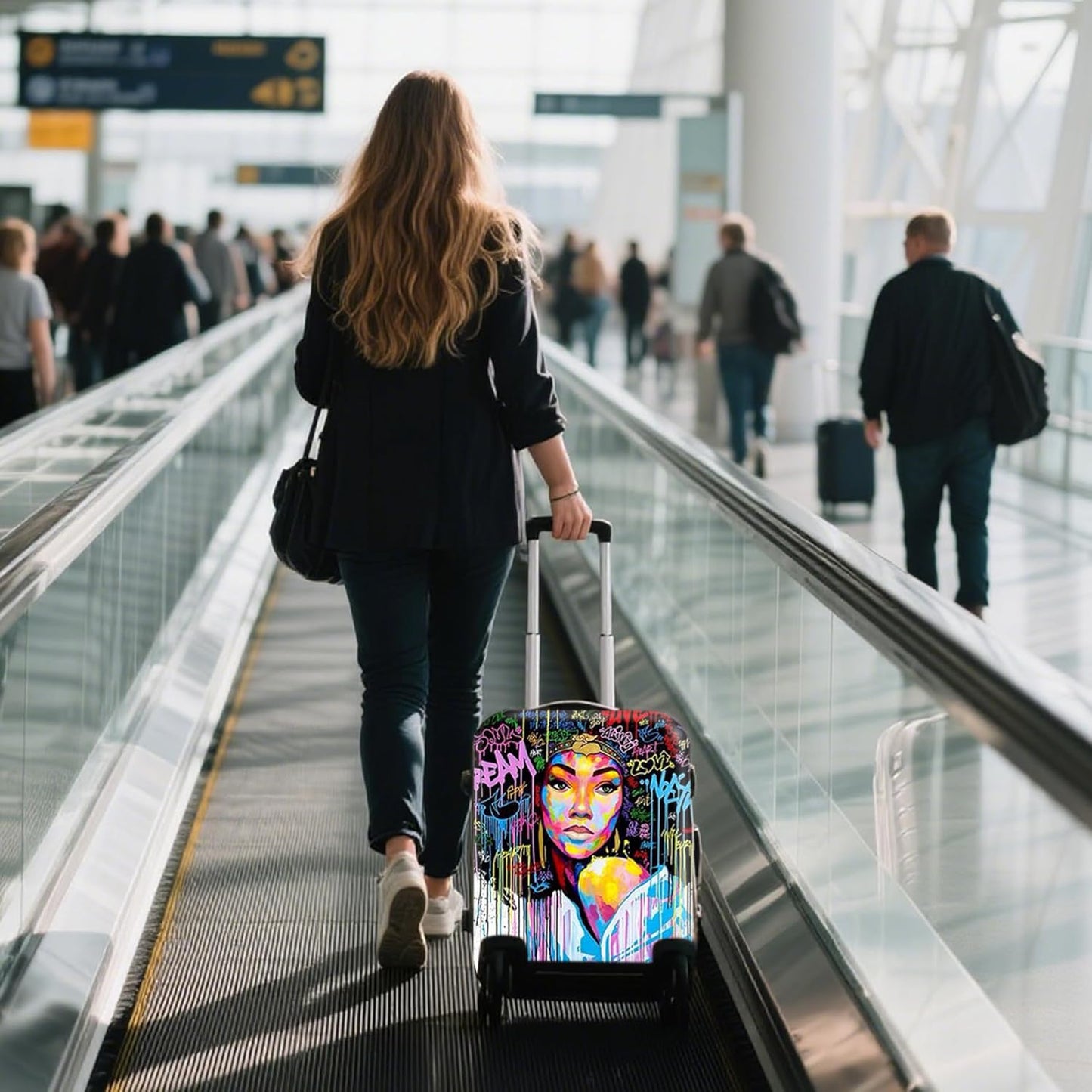 WUJIAONIAO Travel Luggage Cover Baggage Suitcase Cover Protector Skins 18-32 Inch (Graffiti A8, L (for 25-28 inch luggage))