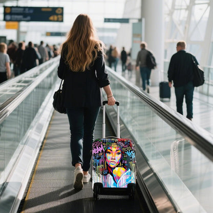 WUJIAONIAO Travel Luggage Cover Baggage Suitcase Cover Protector Skins 18-32 Inch (Graffiti A8, L (for 25-28 inch luggage))
