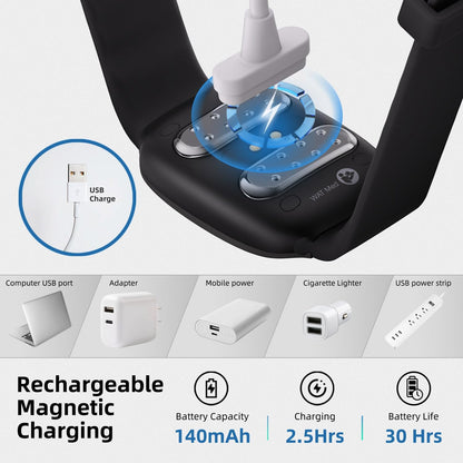 EmeTerm Fashion FDA Cleared Relieve Nausea Electrode Stimulator Morning Sickness Motion Travel Sickness Vomit Relief Rechargeable No Gel Drug Free Wrist Bands Without Side Effects (Jet Black)