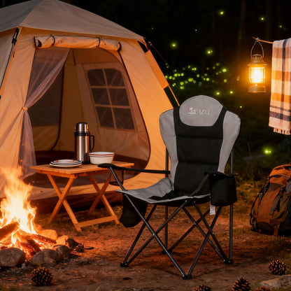 Camping Chairs for Adults, Camping Chairs 2 Pack, Folding Chairs for Outside, Support 380 LBS, Portable Travel Outdoor Camp Chair with Cup Holder & Cooler Bag, Sports Chairs for Baseball, Park