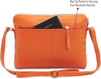 Wise Owl Accessories Small Soft Pebbled Real Leather Crossbody Handbags Purses Sling Crossover Shoulder Bag