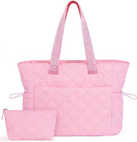 TOPEAST Tote Bag for Women, Large Puffer Tote Bag with Zipper, Lightweight Work Bags for Women, Quilted Bags for Nurse Travel