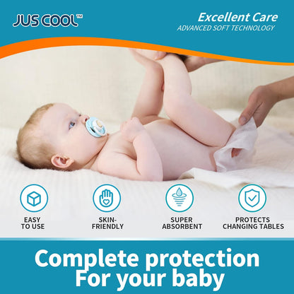 JUS COOL Baby Disposable Changing Pads, 18”x 24”(100 Count) Underpads Portable Diaper Changing Pads, Soft Bed Pads Ultra Absorbent and Waterproof