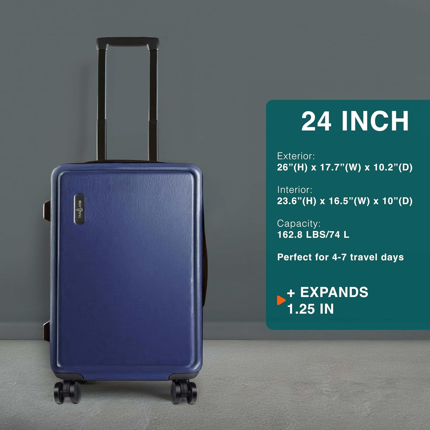 Luggage Sets 3 Piece, 24 Inch Suitcase and 28 Inch Luggage with Spinner Wheels, Durable Hard Shell Suitcase Set, Expandable Travel Suitcases with Wheels, Navy