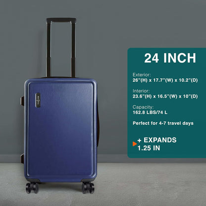 Luggage Sets 3 Piece, 24 Inch Suitcase and 28 Inch Luggage with Spinner Wheels, Durable Hard Shell Suitcase Set, Expandable Travel Suitcases with Wheels, Navy