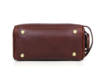 10" Premium Leather Toiletry Travel Pouch With Waterproof Lining | King-Size Handcrafted Vintage Dopp - Kit Gift for Father's Day By Aaron Leather Goods