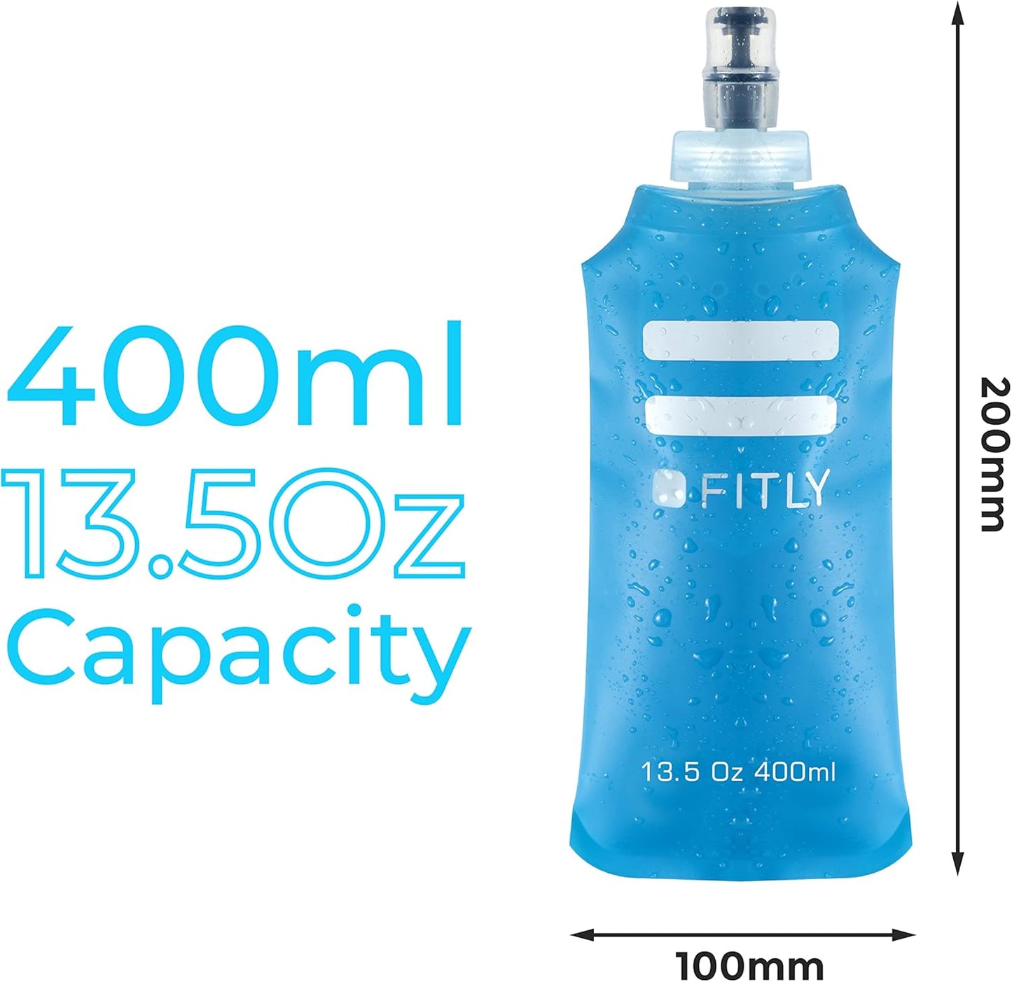 FITLY Soft Flask - Shrink As You Drink Soft Water Bottle for Hydration Pack - Folding Water Bottle Ideal for Running, Hiking, Cycling, Climbing & Rigorous Activity