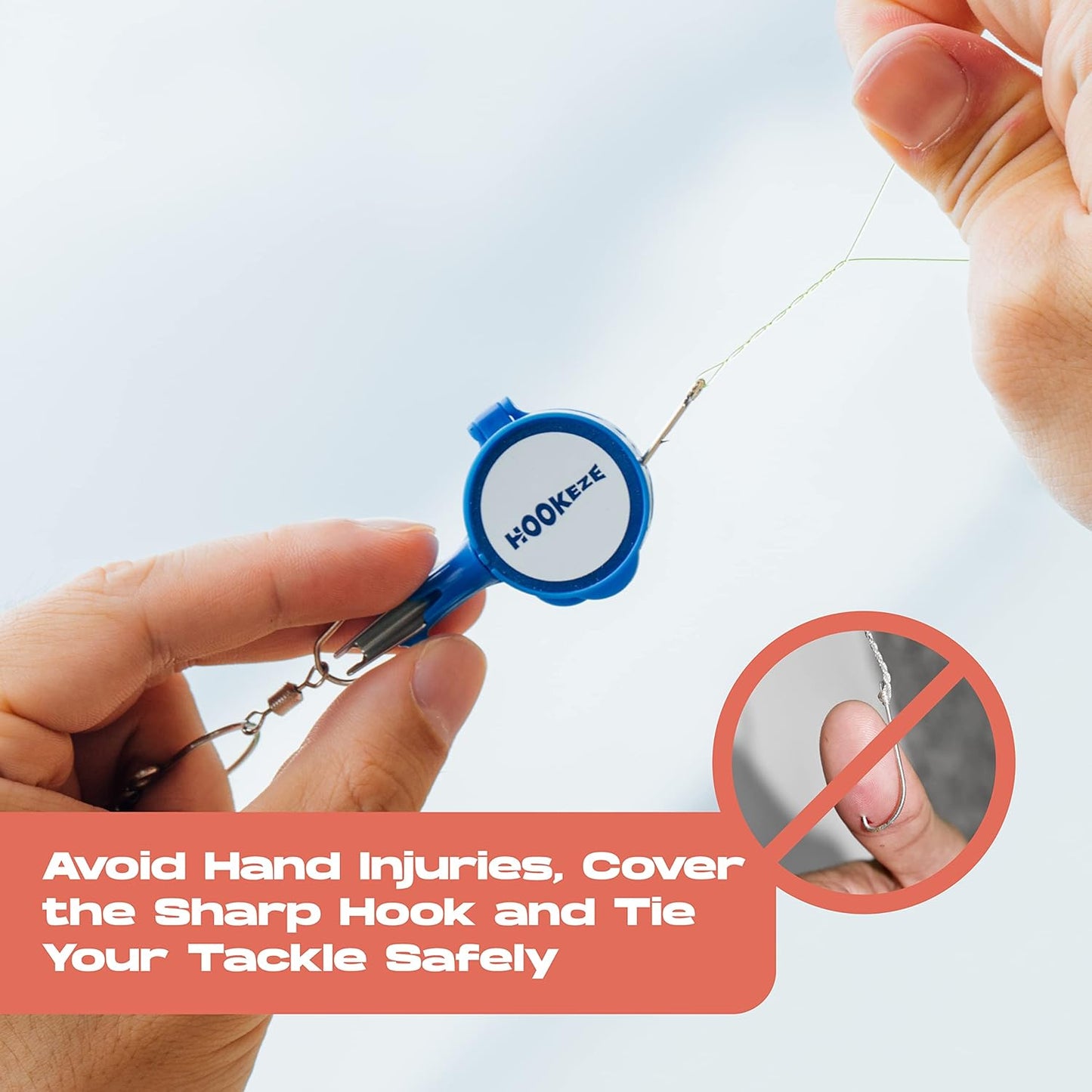 HOOK-EZE Fishing Knot Tying Tool | Protect from Fish Hooks | Tie Fishing Knots Easily | Cool Gadgets for Fishermen | Ice Fly Fishing | Fishing Accessories for Beginner Anglers | Nail Knot Tool