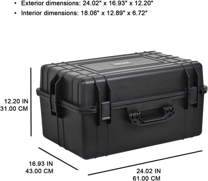MEIJIA Portable Waterproof Protective Case,Hard Camera Case,Customized Fit Foam Inserted, Elegant Black,Fit for Camera, Equipments, Lens,Drones(Black)