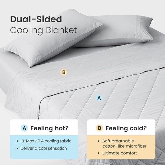 Cozy Bliss Cooling Blanket for Hot Sleepers, Q-Max 0.4 Cooling Comfort King Size, Cold Blankets for Night Sweats Sleeping, Ultra-Cool Lightweight Breathable Summer Blanket for Bed