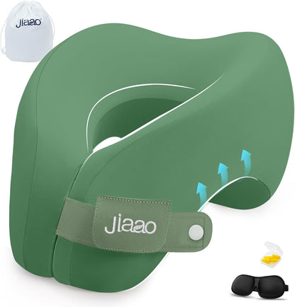 Travel Neck Pillow, Memory Foam Travel Pillow, Includes 3D Eye Masks, Earplugs, and Storage Bag, U-Shaped Napping Pillow for Airplanes, Cars, Trains, Home