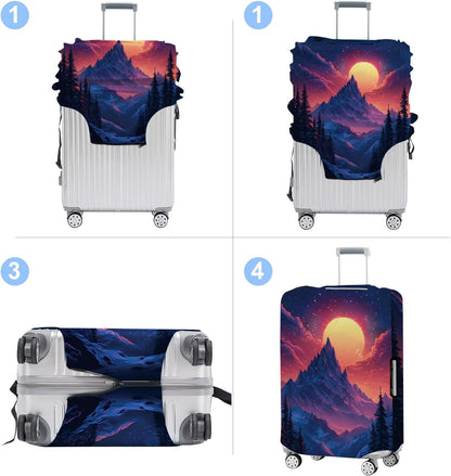 Luggage Cover Washable Suitcase Protector Anti-scratch Suitcase cover Fits 20-34 Inch Luggage (Snow mountain, M(24-26inch suitcase))