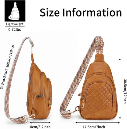 Crossbody Bags for Women Anti Theft Small Sling Handbag with Zipper Lock Vegan Leather RFID Blocking Chest Pure