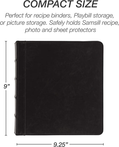 Samsill Vintage Leather Mini 3 Ring Binder 2 Inch Round Ring (Holds 425 Sheets), 5.5 x 8.5 Inch Documents, Professional Organizer, Planner, Notebook, Black