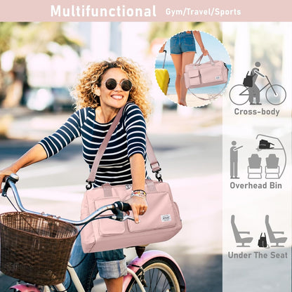NPBAG Women Travel Duffel, Multi Functional Large Expandable Weekender Carry-on Tote, Gym Workout Overnight Bag, Mommy Hospital Bag for Labor and Delivery