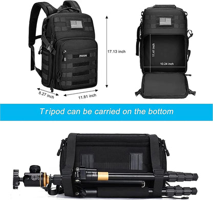 MOSISO Camera Backpack, DSLR/SLR/Mirrorless Tactical Camera Bag Case with Laptop Compartment Compatible with Canon/Nikon/Sony, Black