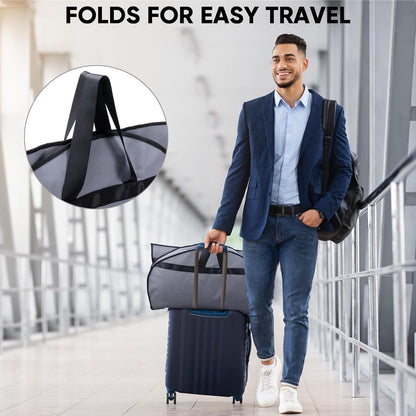 BALEINE 5PK Heavy Duty Garment Bag with Shoe Storage Travel Bag for Dresses, Suit, Coats Travel Essential (60", Grey)