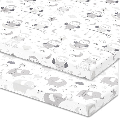 Travel Crib Fitted Sheets for Baby Bjorn, Guava Lotus Travel Crib and 24 x 42 Inch Travel Light Playard Mattress – Snuggly Soft 100% Jersey Cotton – 2 Pack