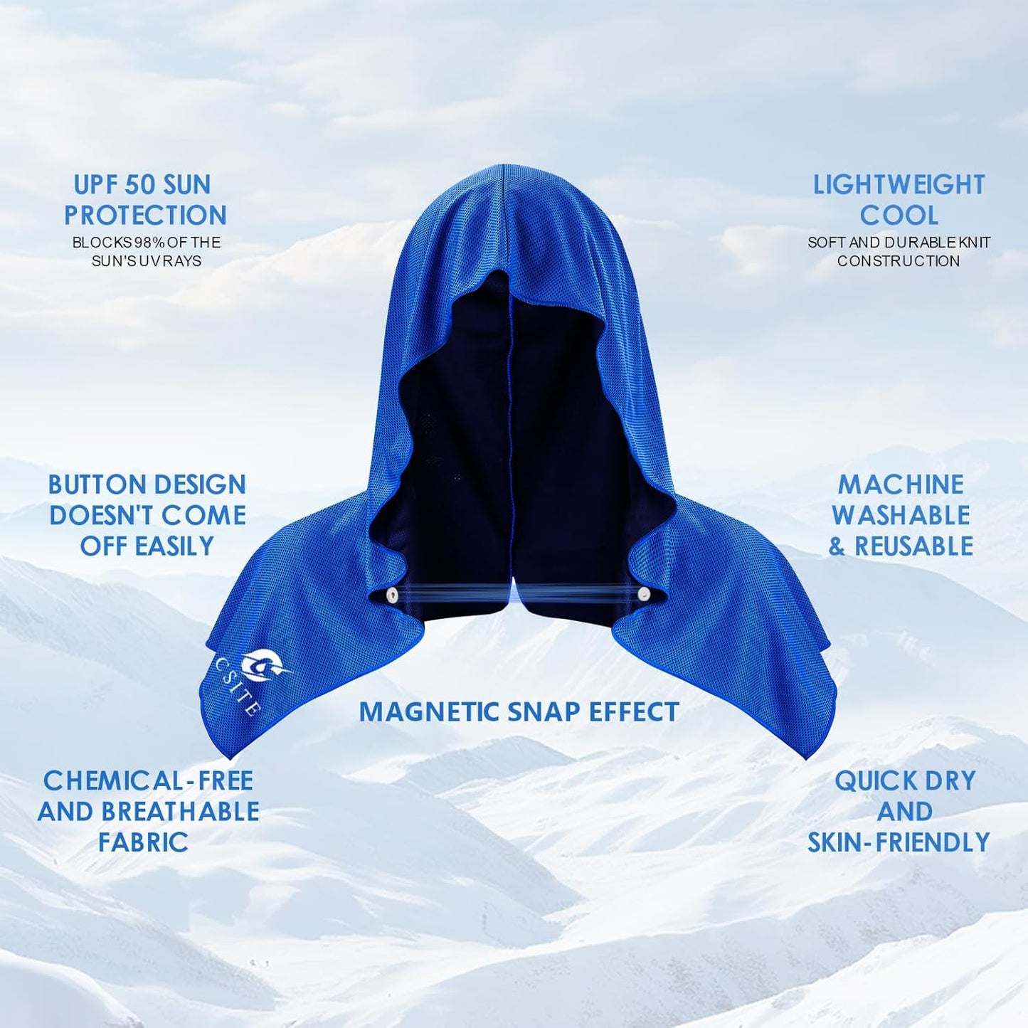 4 Pack Cooling Hoodie Towels for Neck and Face, UPF 50 Sun Protection & Instant Cooling, Ice Towels for Hot Weather, Soft Breathable Towel for Sport, Work Out, Gym, Camping & More Activities