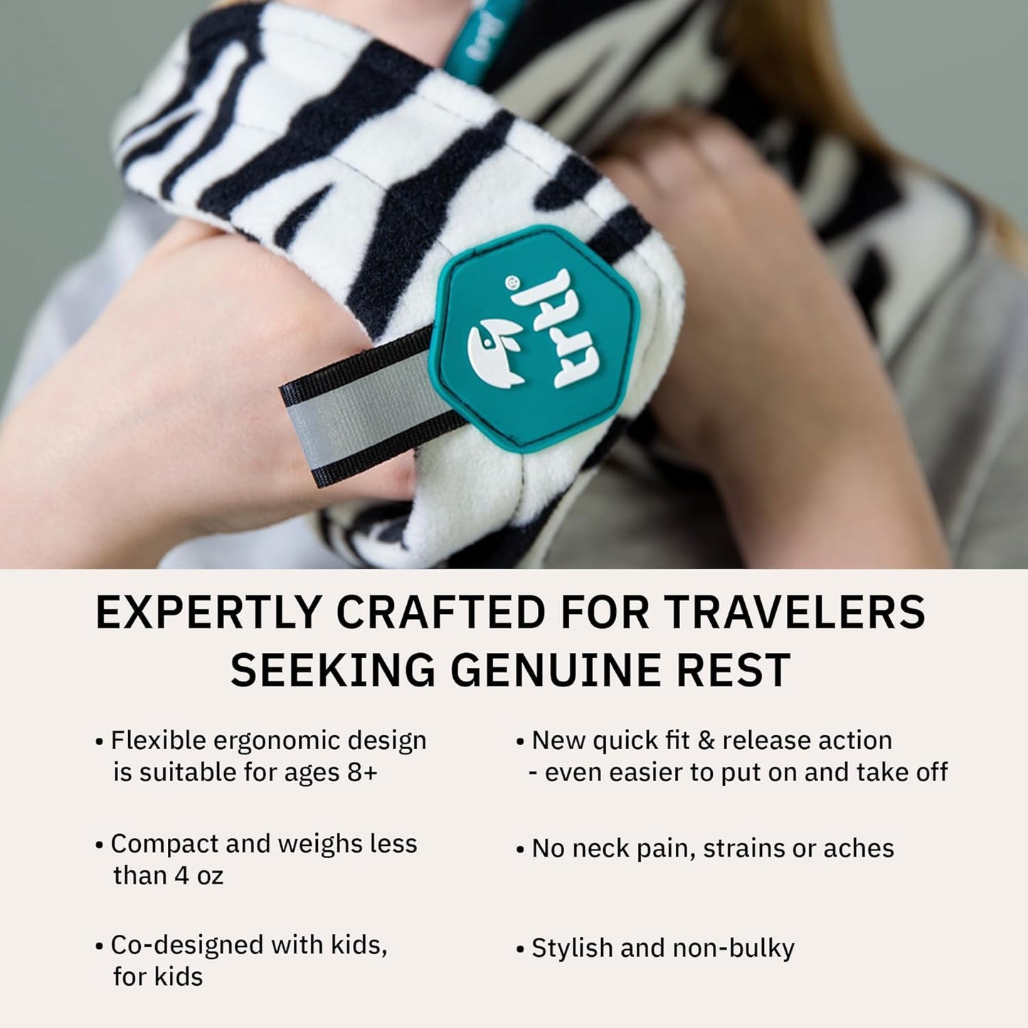 trtl Pillow - Scientifically Proven Super Soft Neck Support Travel Pillow - Machine Washable (Aqua Pop, Junior)