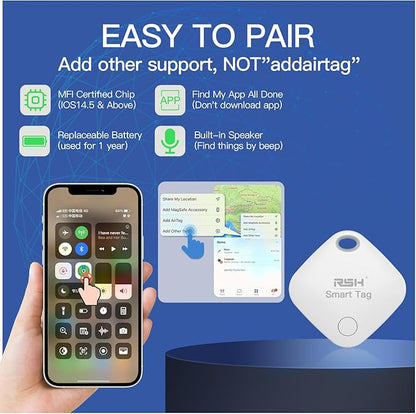 Air Tracker Tag 4 Pack Bluetooth Luggage Tracker tag Locator Works with Apple Find My,Smart Tracker for Suitcase, Bag, Backpack, Wallet,Replaceable Battery Smart tag Item Finder