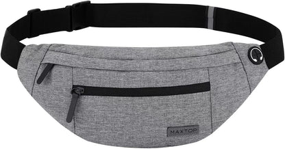 MAXTOP Large Crossbody Fanny Pack with 4-Zipper Pockets,Gifts for Enjoy Sports Festival Workout Traveling Running Casual Hands-Free Wallets Waist Pack Phone Bag Carrying All Phones