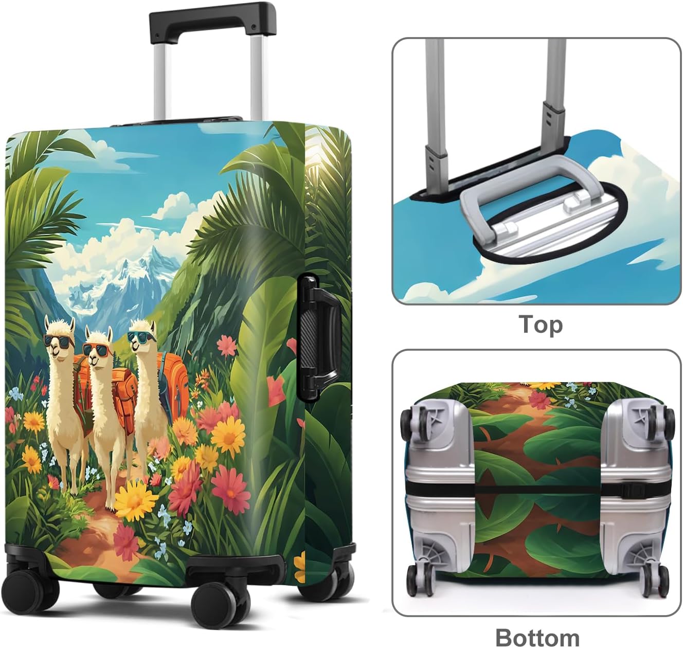 Alpaca Luggage Cover Washable Suitcase Protector Anti-Scratch,Stretchable Fit for 20-34Inch Luggage Durable Travel Bag Cover with Zipper Closure (Alpaca, L(28-30inch suitcase))